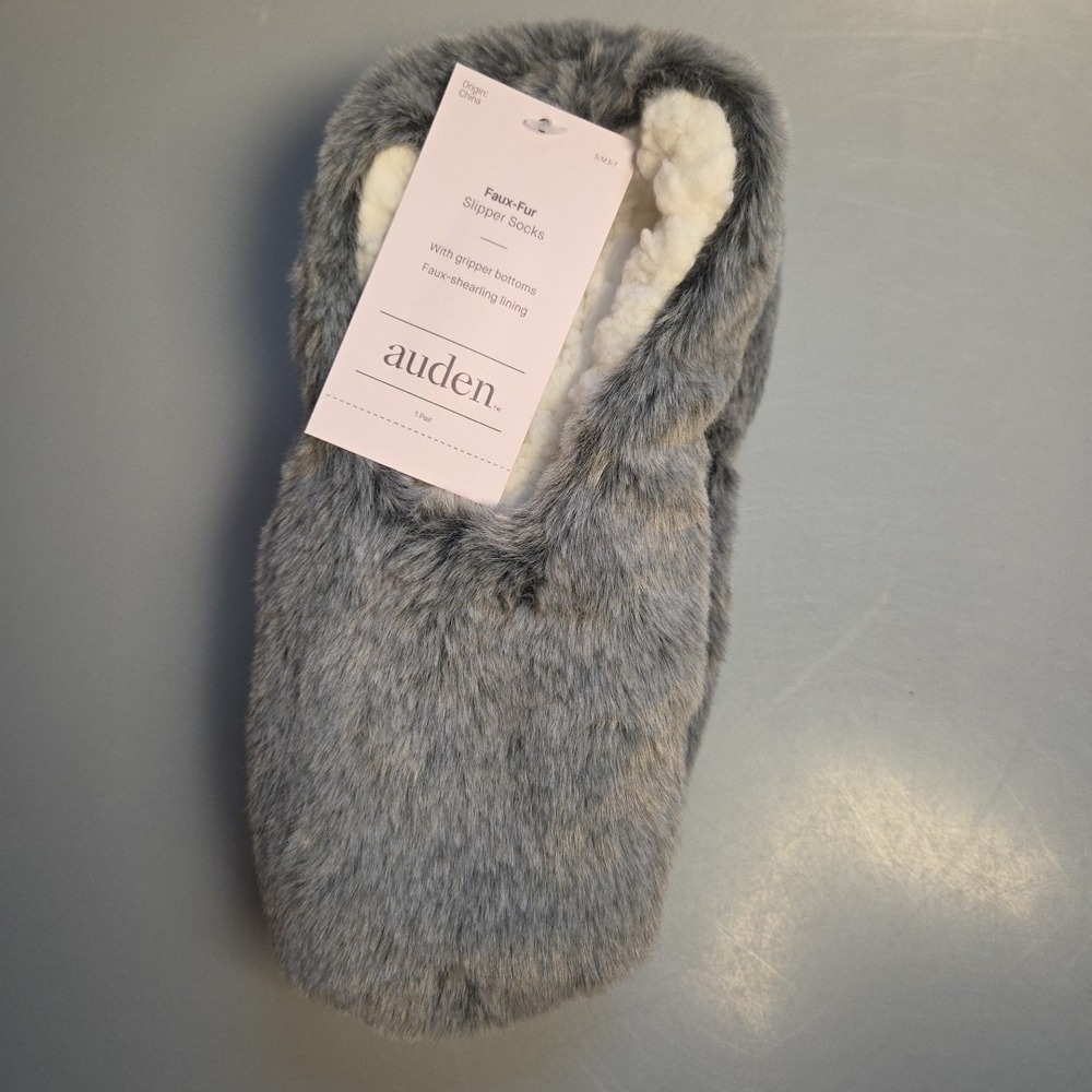 Auden Women's Faux Fur Slipper Socks Grippers Shearling Linning Size‎ S/M 5-7